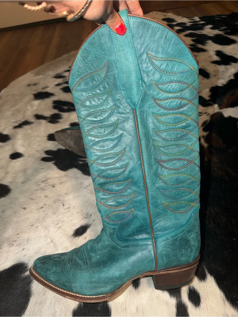Justin Boots Vintage Turquoise Over-the-Knee Western Boots
